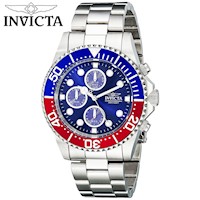 Reloj Invicta Pro Diver 1771 Cronometro Acero Inoxidable Plateado Dial Azul